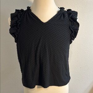 J. Crew Black Ruffled Smocked Blouse